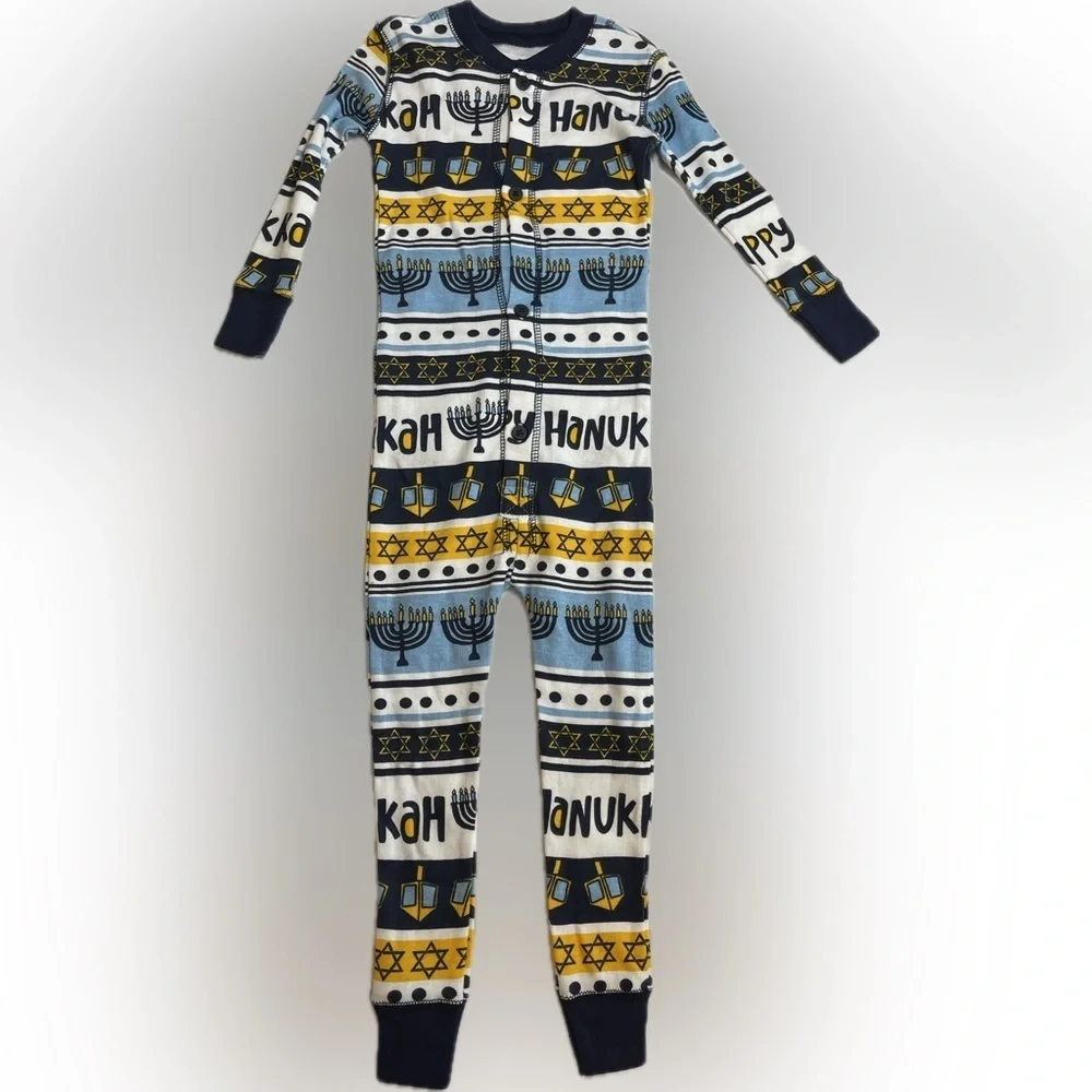 NWT Lazy One Snuggly Flapjack Long John’s With A Trap Door. “Happy Hanukkah” 2T